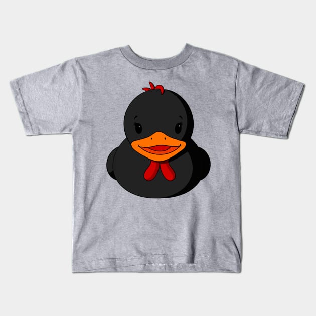 Black Chicken Rubber Duck Kids T-Shirt by Alisha Ober Designs